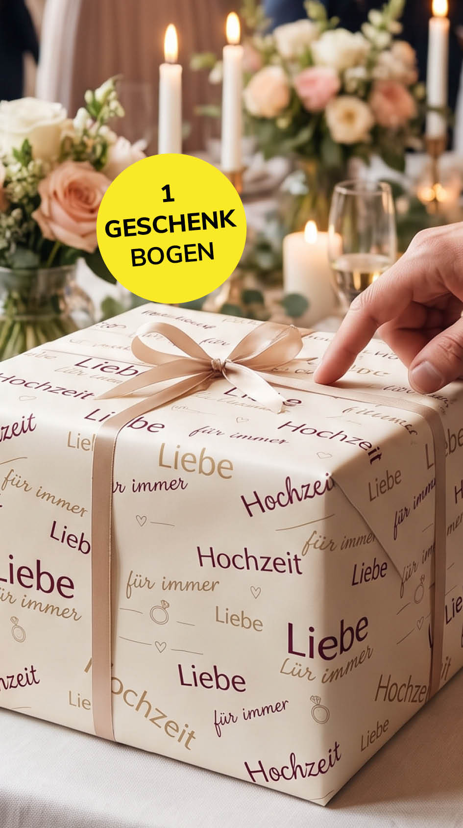 Elegantes Geschenkpapier Hochzeit und Liebe 1 Bogen Elegante Typographie